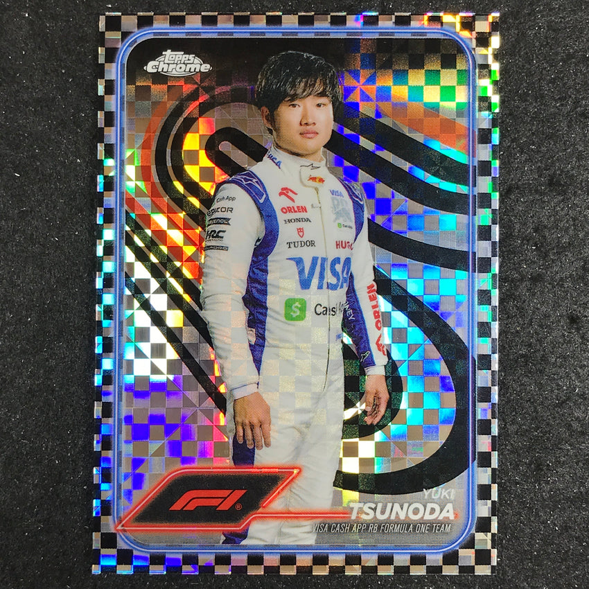 2024 Topps Chrome Formula 1 YUKI TSUNODA Base Checker Flag #17