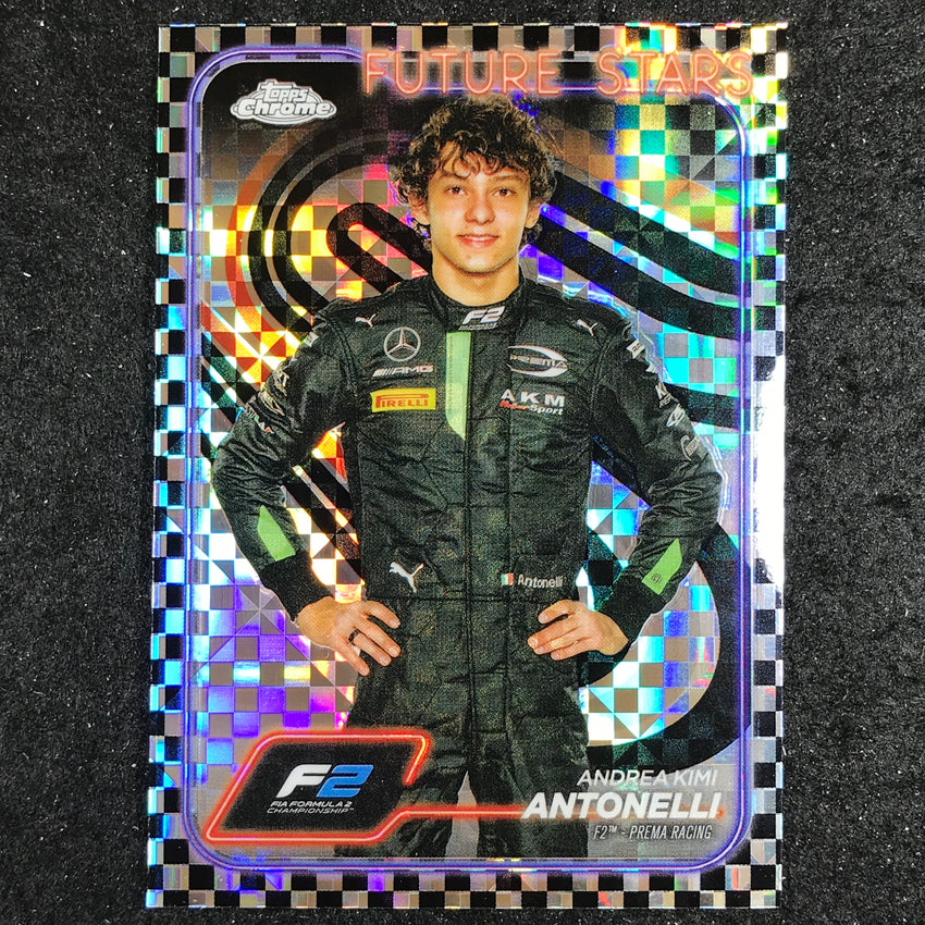 2024 Topps Chrome Formula 1 ANDREA KIMI ANTONELLI Base Checker Flag #22