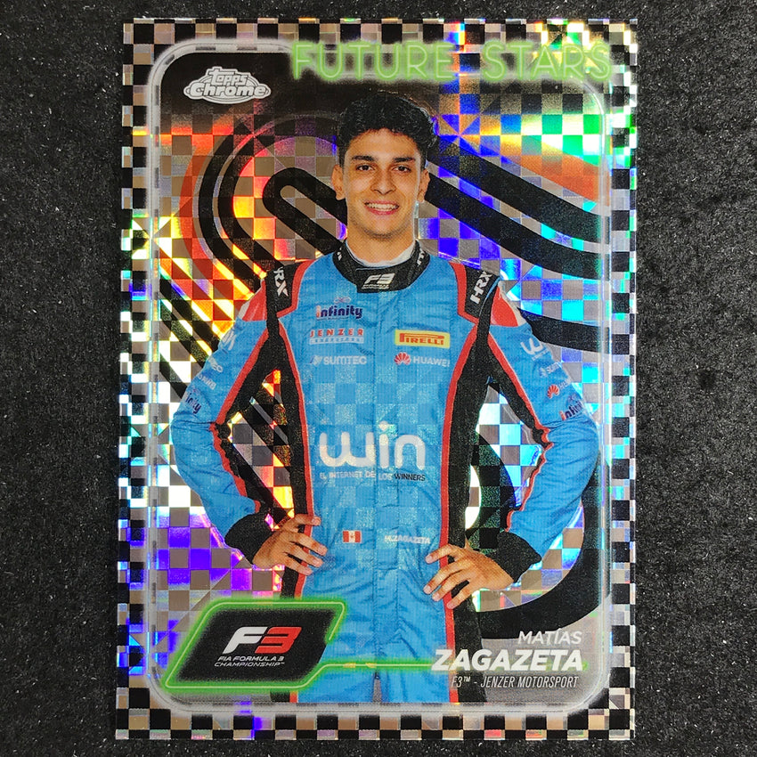 2024 Topps Chrome Formula 1 MATIAS ZAGAZETA Base Checker Flag #60