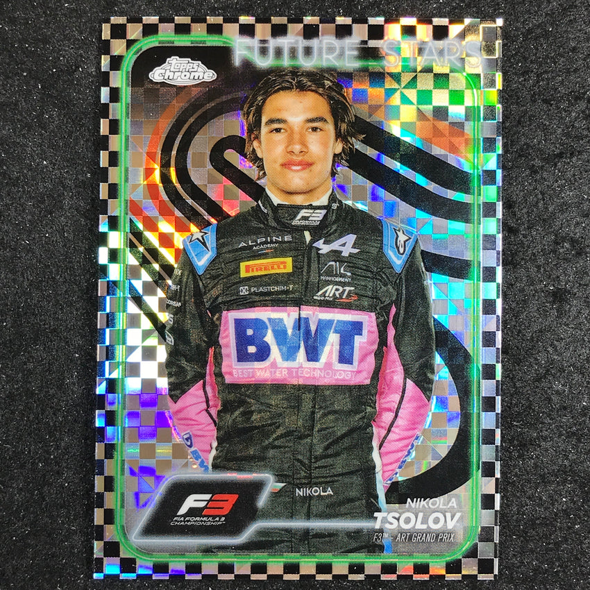 2024 Topps Chrome Formula 1 NIKOLA TSOLOV Base Checker Flag #66