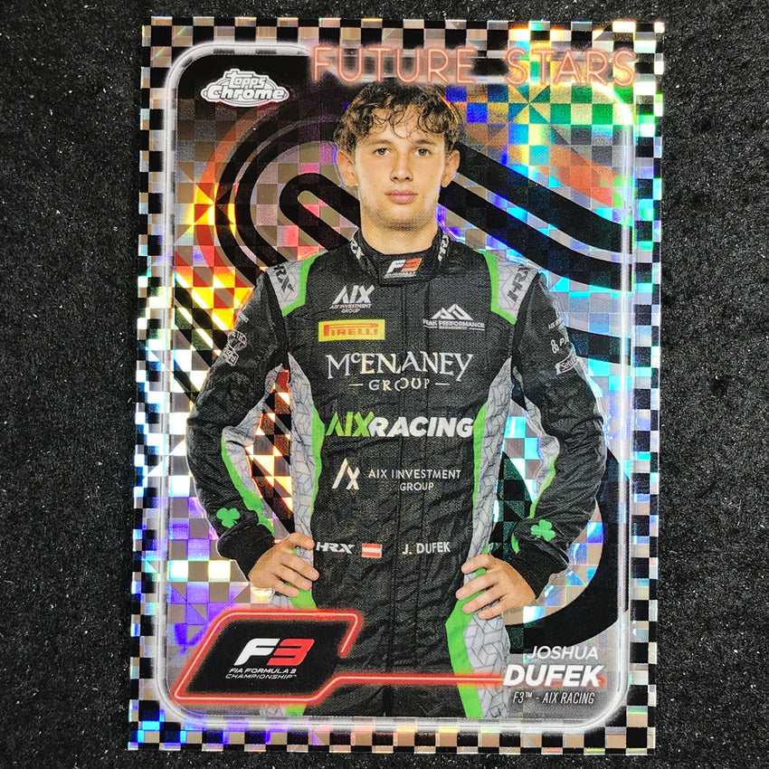 2024 Topps Chrome Formula 1 JOSHUA DUFEK Base Checker Flag #69