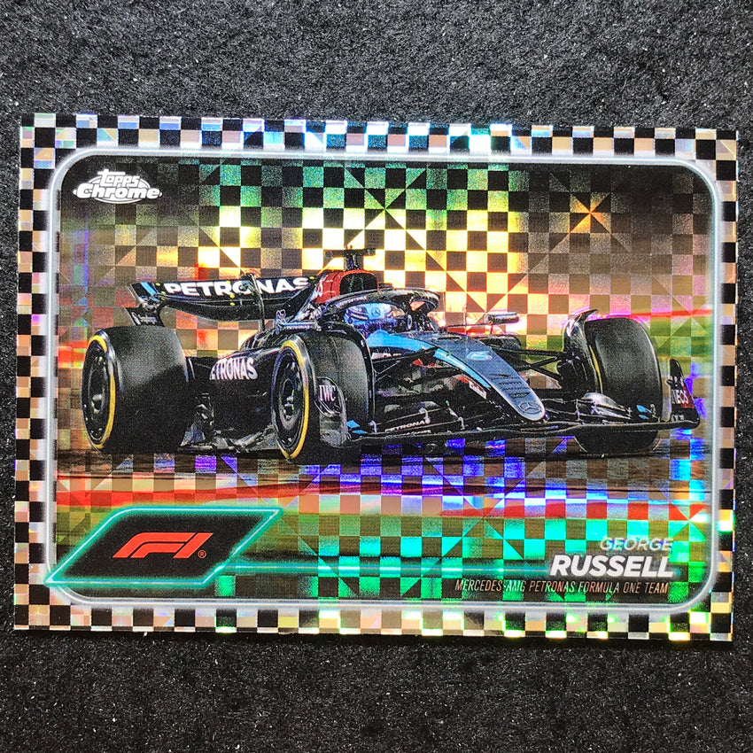 2024 Topps Chrome Formula 1 GEORGE RUSSELL Base Checker Flag #77