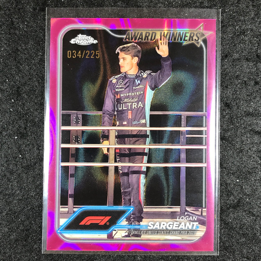 2024 Topps Chrome Formula 1 LOGAN SARGEANT Fuchsia Lava 34/225 #186
