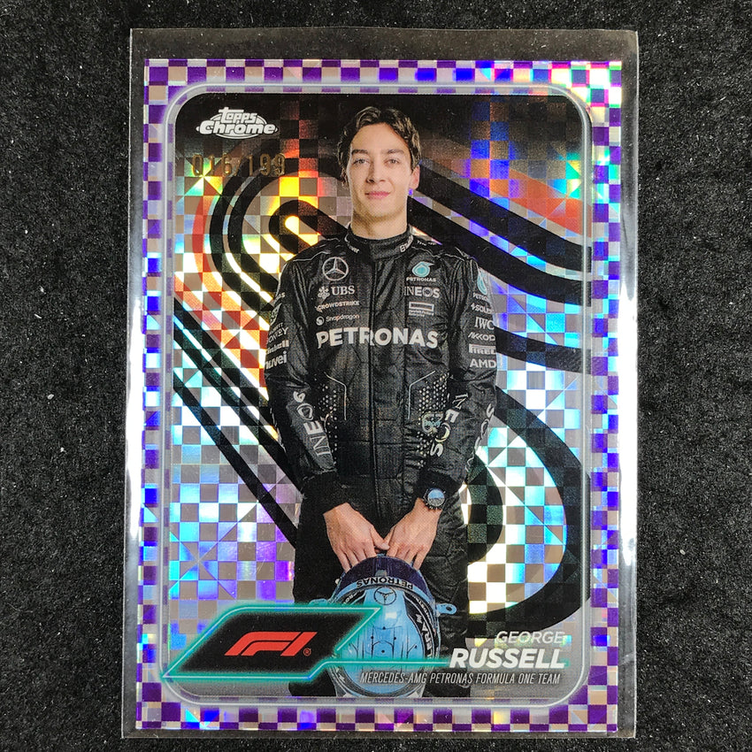 2024 Topps Chrome Formula 1 GEORGE RUSSELL Purple Checker Flag 16/199 #5