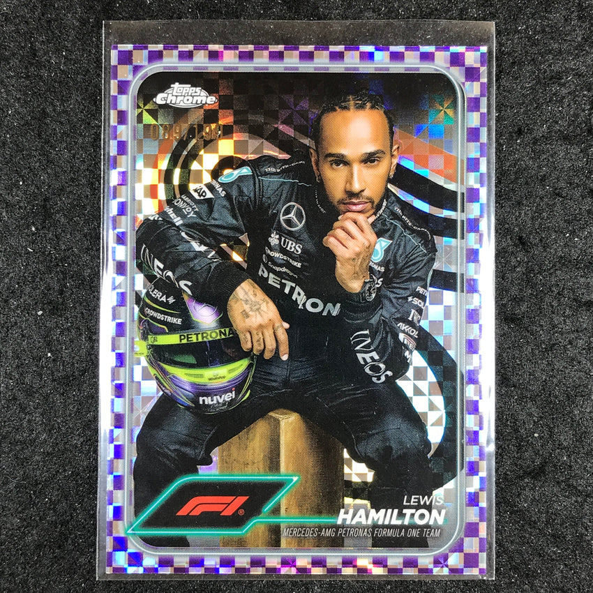 2024 Topps Chrome Formula 1 LEWIS HAMILTON Purple Checker Flag 89/199 #6