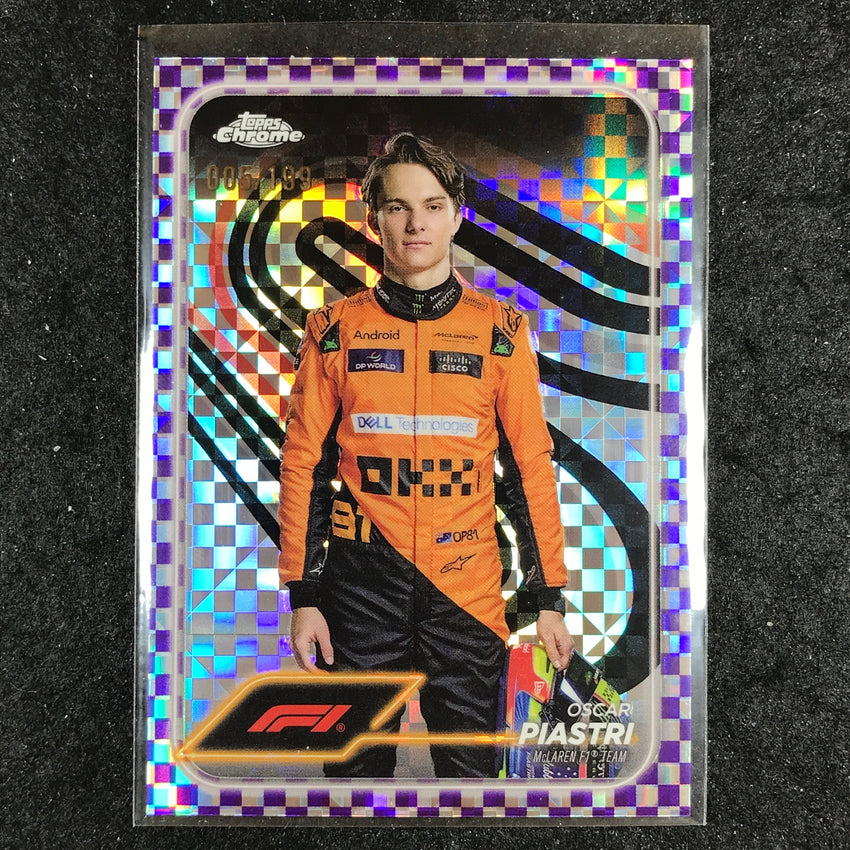 2024 Topps Chrome Formula 1 OSCAR PIASTRI Purple Checker Flag 5/199 #8