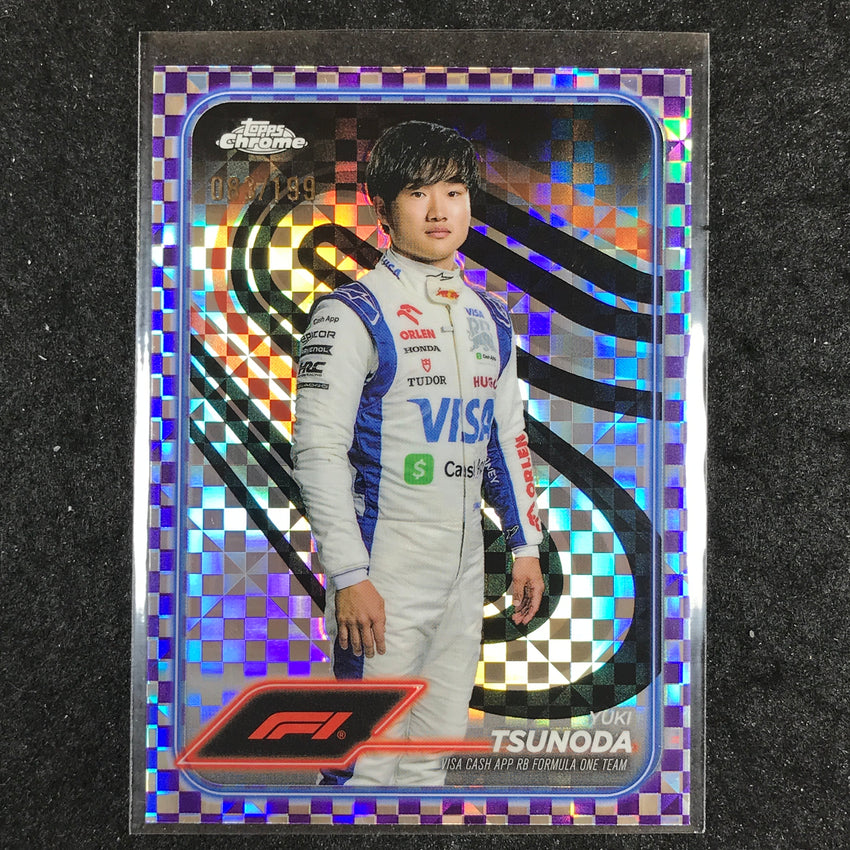 2024 Topps Chrome Formula 1 YUKI TSUNODA Purple Checker Flag 83/199 #17