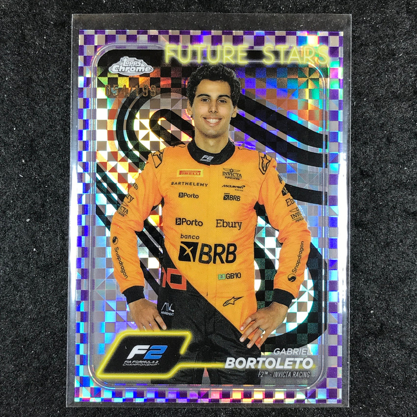 2024 Topps Chrome Formula 1 GABRIEL BORTOLETO Purple Checker Flag 54/199 #28