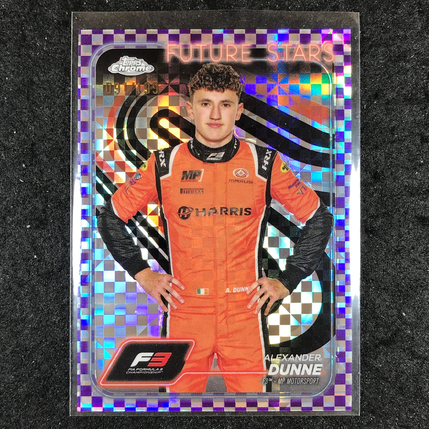 2024 Topps Chrome Formula 1 ALEXANDER DUNNE Purple Checker Flag 91/199 #51