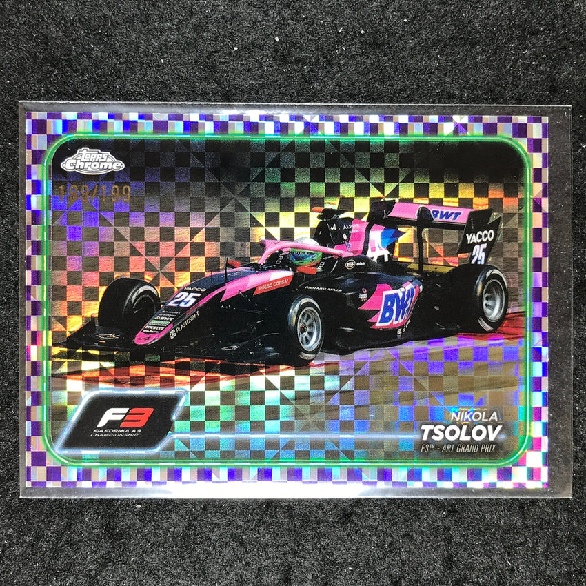 2024 Topps Chrome Formula 1 NIKOLA TSOLOV Purple Checker Flag 199/199 #138