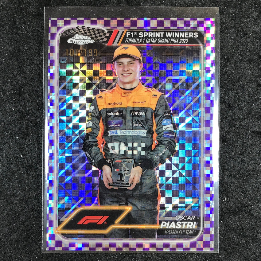 2024 Topps Chrome Formula 1 OSCAR PIASTRI Purple Checker Flag 101/199 #151