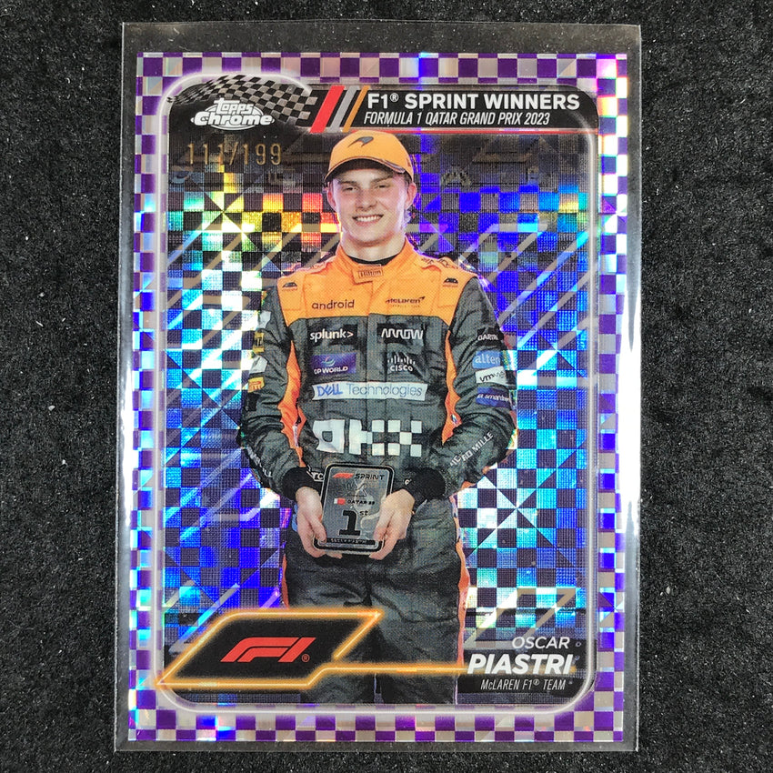 2024 Topps Chrome Formula 1 OSCAR PIASTRI Purple Checker Flag 111/199 #151