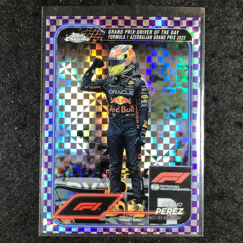 2024 Topps Chrome Formula 1 SERGIO PEREZ Purple Checker Flag 184/199 #162