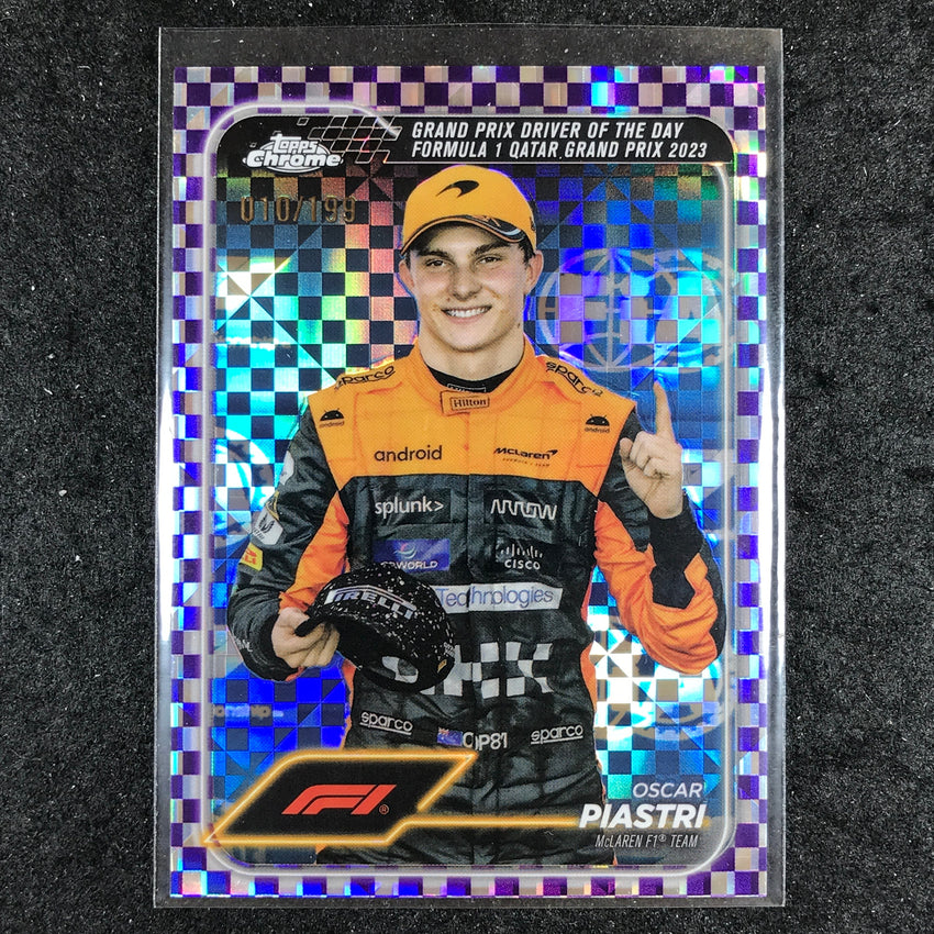 2024 Topps Chrome Formula 1 OSCAR PIASTRI Purple Checker Flag 10/199 #175