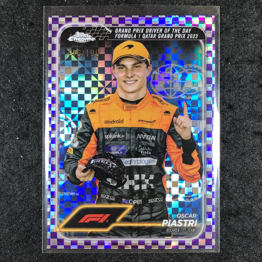2024 Topps Chrome Formula 1 OSCAR PIASTRI Purple Checker Flag 116/199 #175