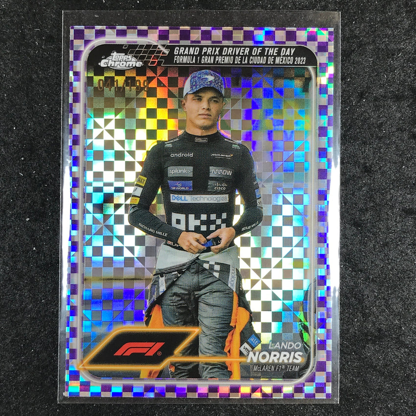 2024 Topps Chrome Formula 1 LANDO NORRIS Purple Checker Flag 41/199 #177