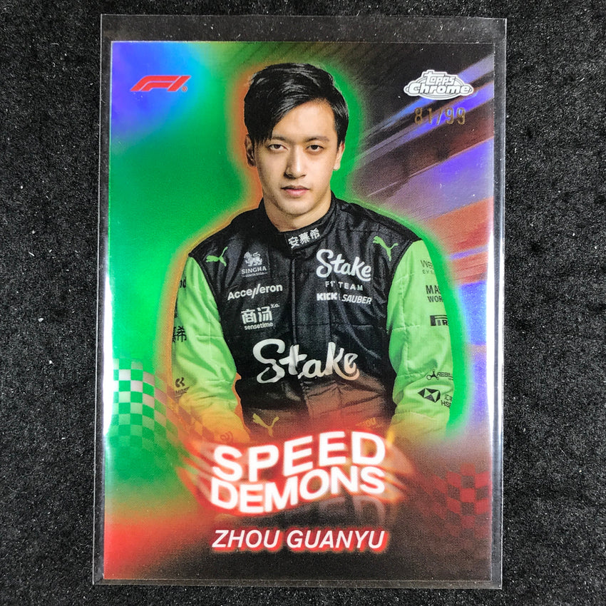 2024 Topps Chrome Formula 1 ZHOU GUANYU Speed Demons Green 81/99 #14