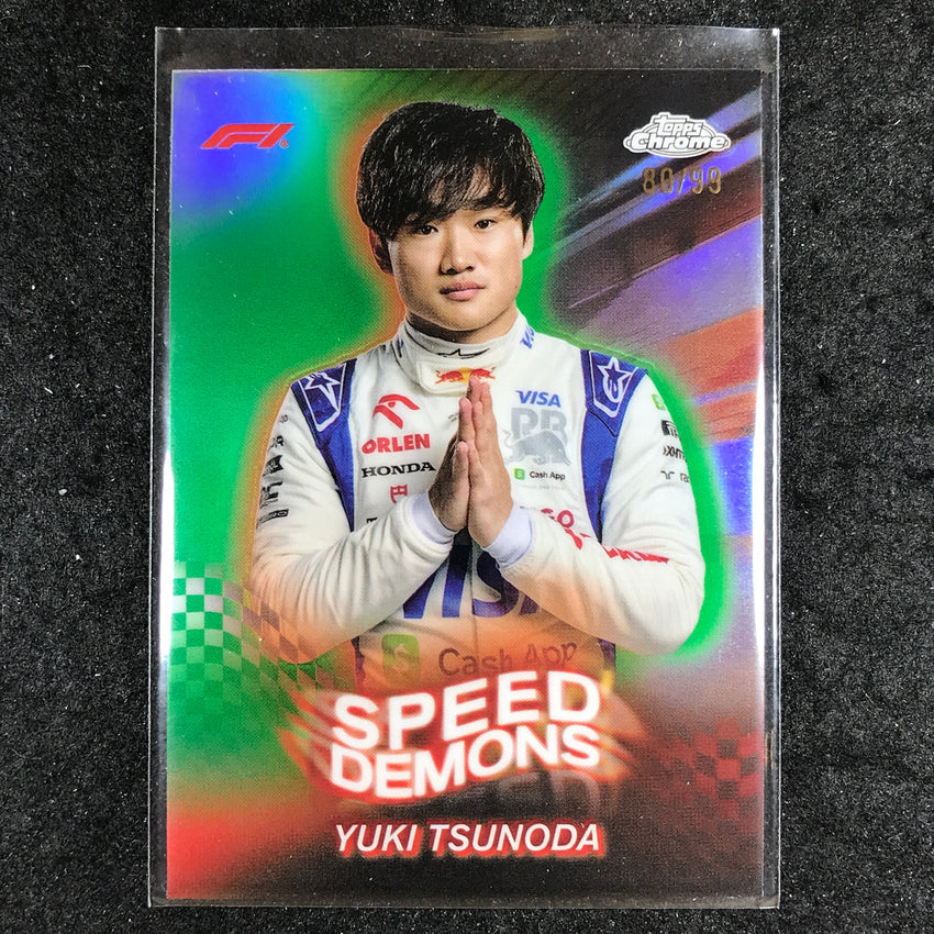 2024 Topps Chrome Formula 1 YUKI TSUNODA Speed Demons Green 80/99 #17
