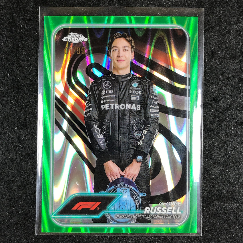 2024 Topps Chrome Formula 1 GEORGE RUSSELL Green RayWave 1/99 #5