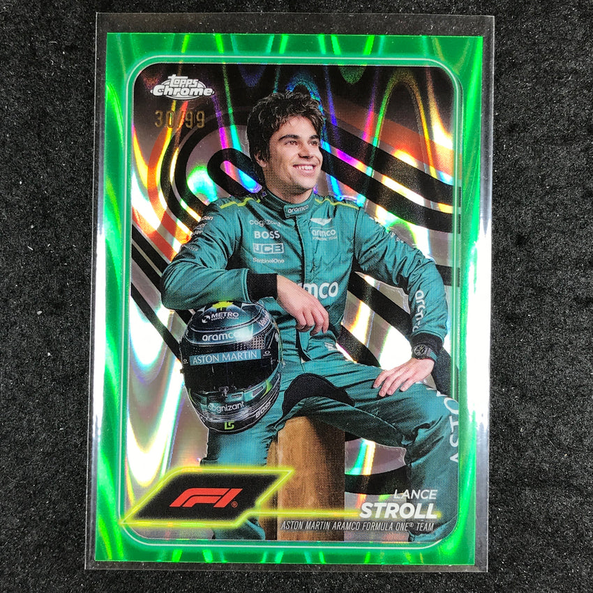 2024 Topps Chrome Formula 1 LANCE STROLL Green RayWave 30/99 #12