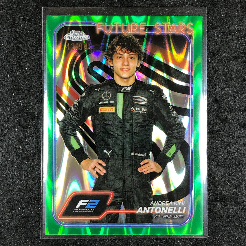 2024 Topps Chrome Formula 1 ANDREA KIMI ANTONELLI Green RayWave 42/99 #22