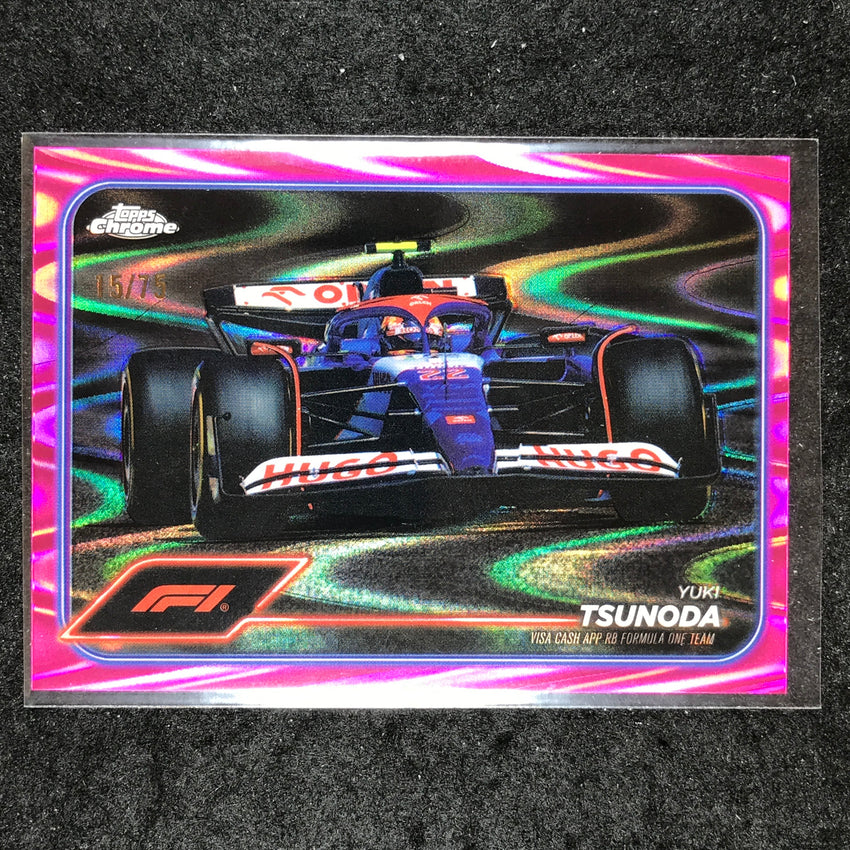 2024 Topps Chrome Formula 1 YUKI TSUNODA Pink RayWave 15/75 #89