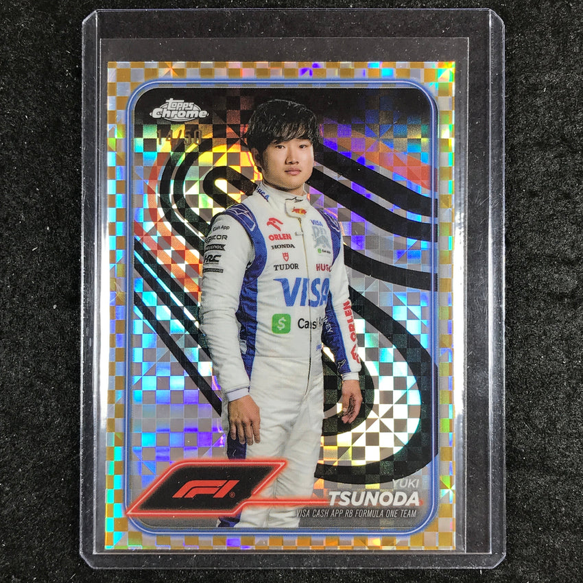 2024 Topps Chrome Formula 1 YUKI TSUNODA Gold Checker Flag 14/50 #17