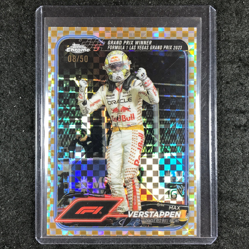 2024 Topps Chrome Formula 1 MAX VERSTAPPEN Gold Checker Flag 8/50 #145