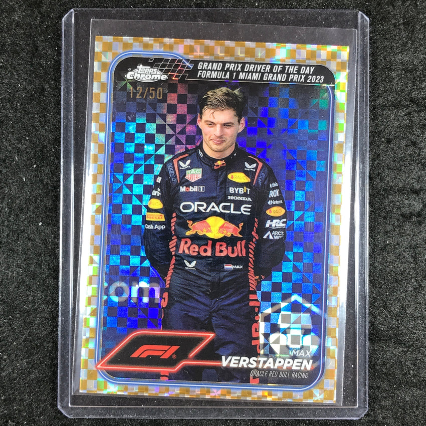 2024 Topps Chrome Formula 1 MAX VERSTAPPEN Gold Checker Flag 12/50 #163
