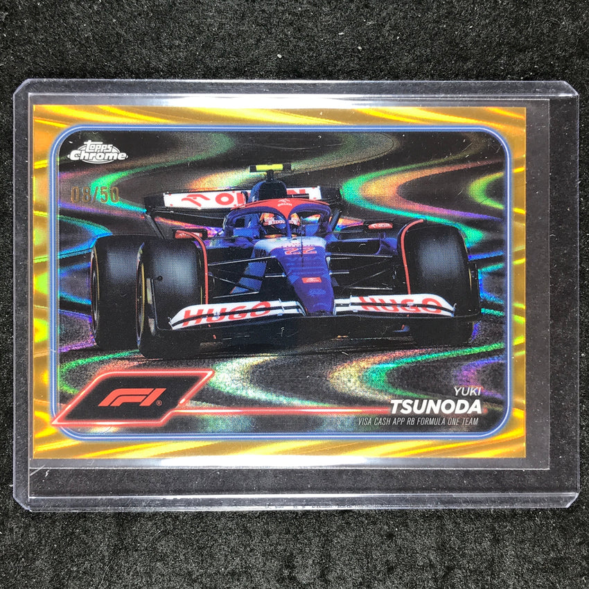 2024 Topps Chrome Formula 1 YUKI TSUNODA Gold RayWave 8/50 #89