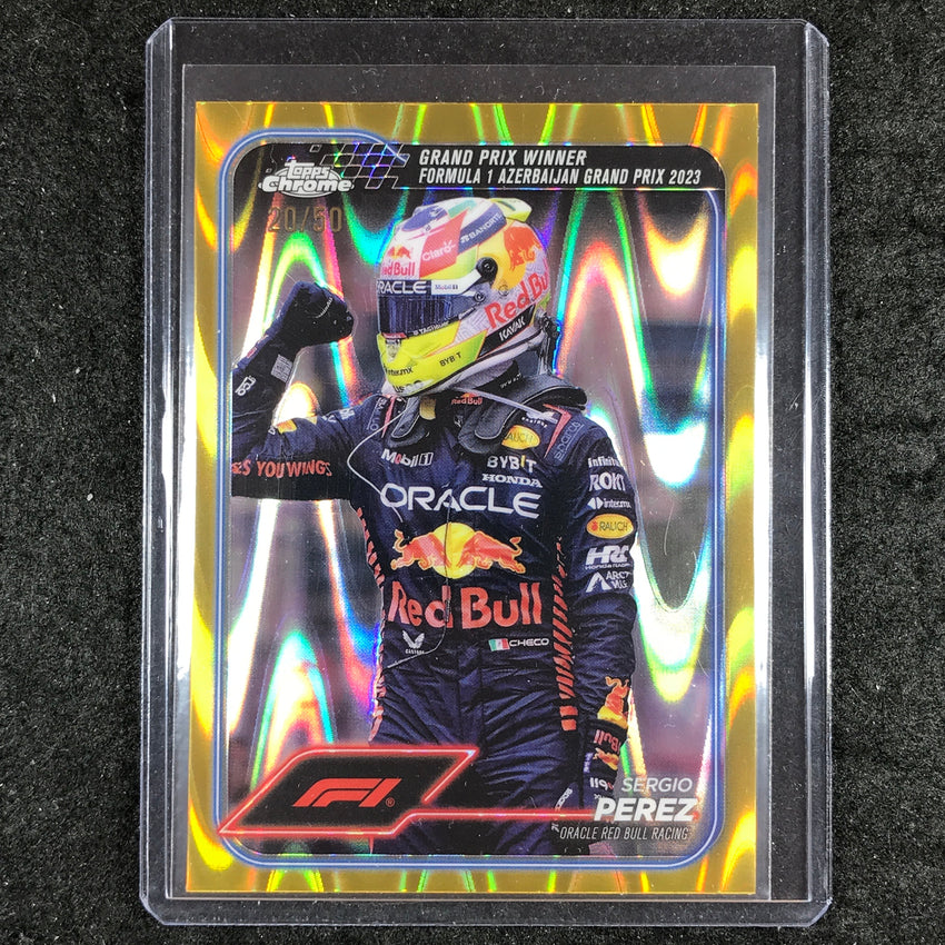 2024 Topps Chrome Formula 1 SERGIO PEREZ Gold RayWave 20/50 #146