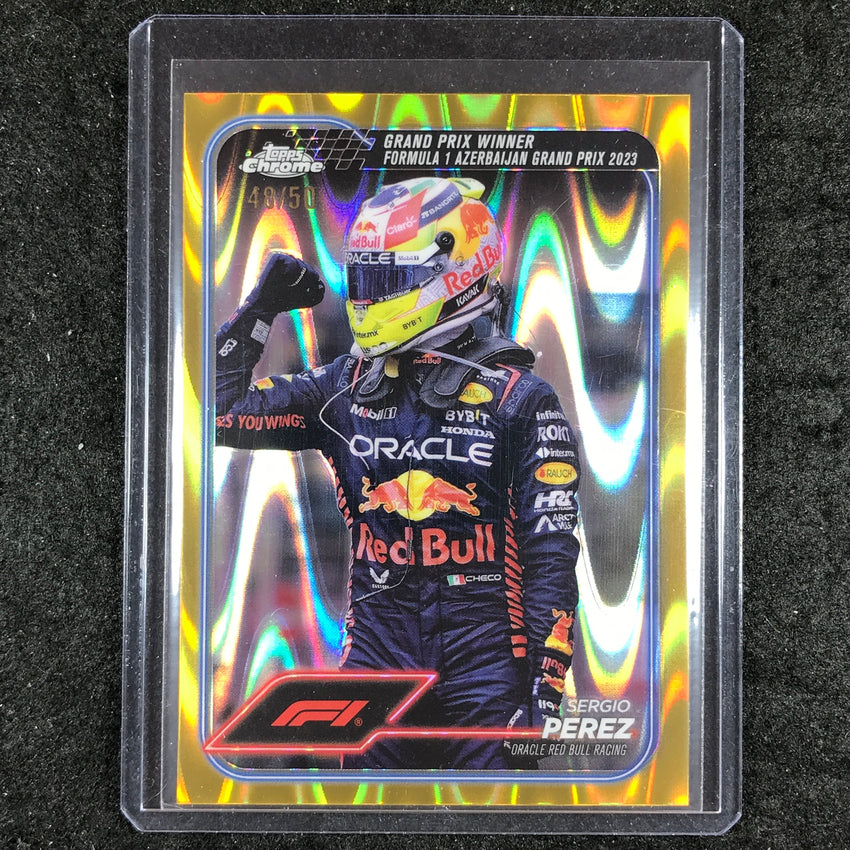 2024 Topps Chrome Formula 1 SERGIO PEREZ Gold RayWave 48/50 #146