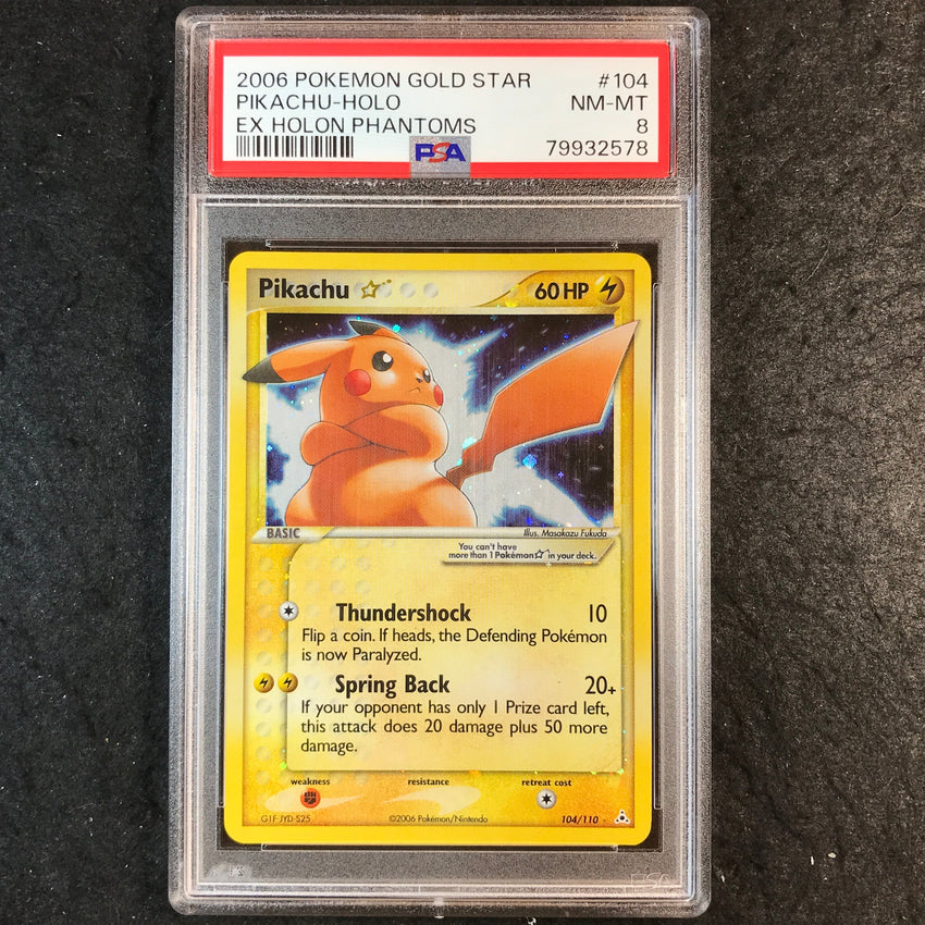 PSA 8 Pikachu - 104/110 - 2006 Holo EX Holon Phantoms Gold Star Promo 578