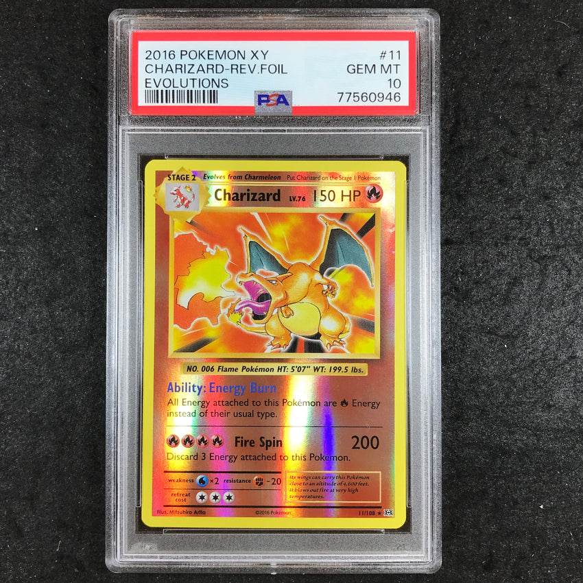 PSA 10 Charizard - 11/108 - Reverse Holo Rare XY Evolutions 946