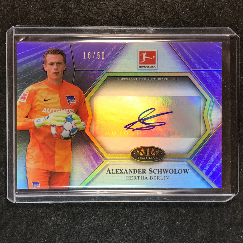2021-22 Bundesliga Tier One ALEXANDER SCHWOLOW Matchwinner Auto Purple 16/50