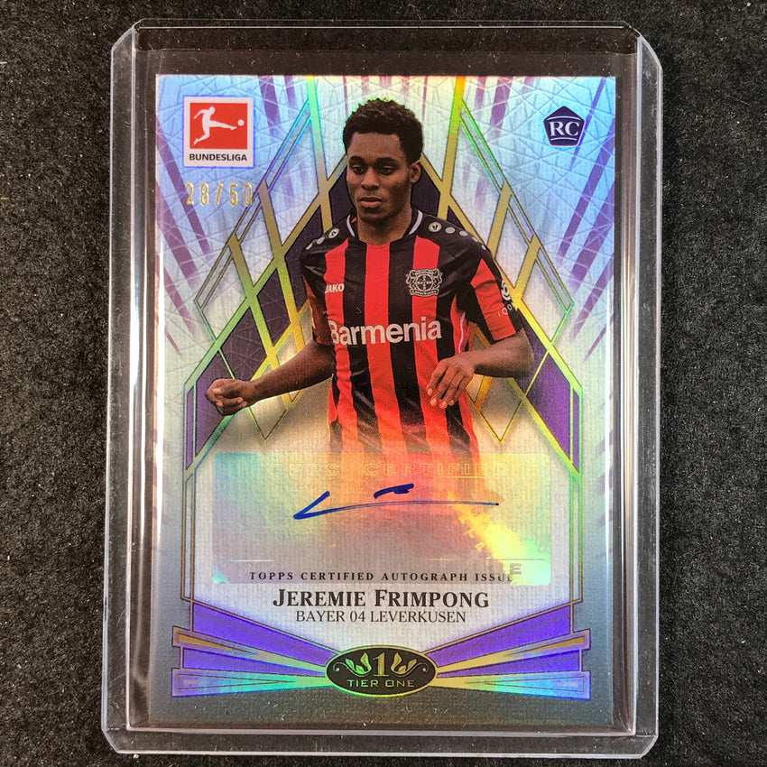 2021-22 Bundesliga Tier One JEREMIE FRIMPONG Young Gold Rookie Auto Purple 28/50