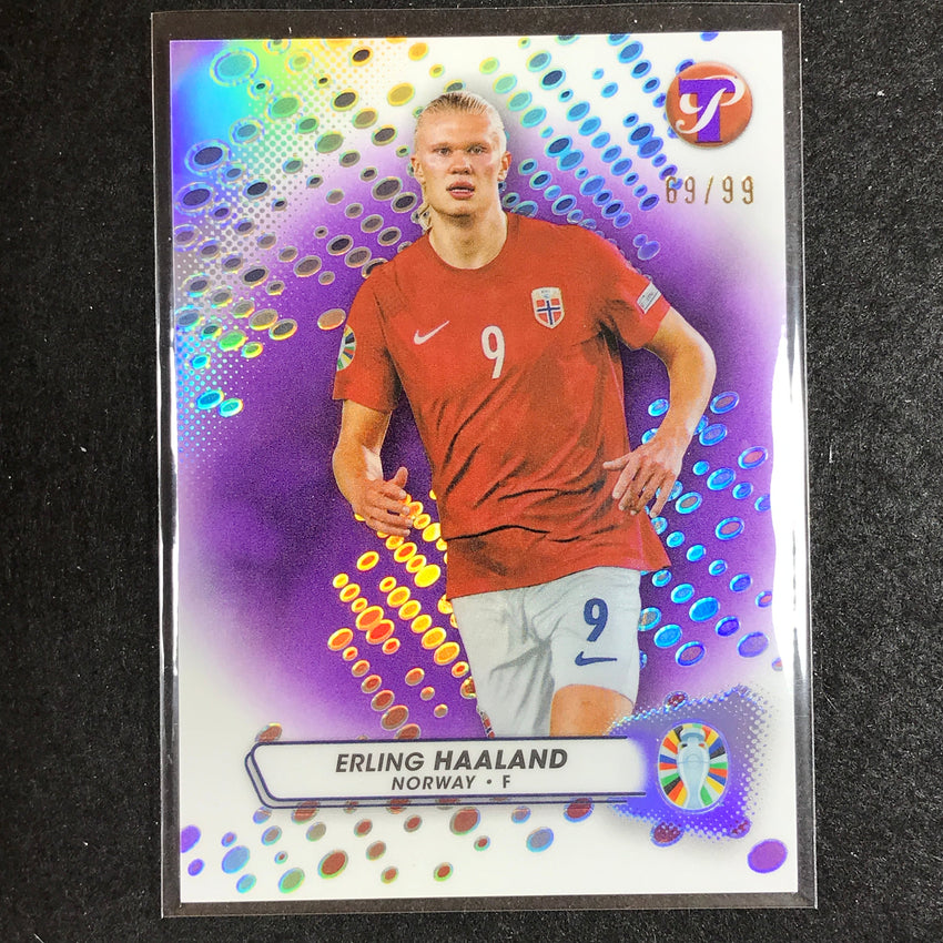 2023 Topps Pristine Road to Euro ERLING HAALAND Base Purple 69/99 No. 118