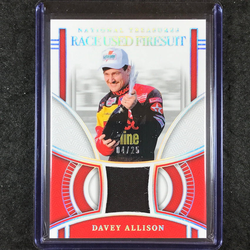 2024 National Treasures Racing DAVEY ALLISON Race Used Firesuit Silver Holo 4/25