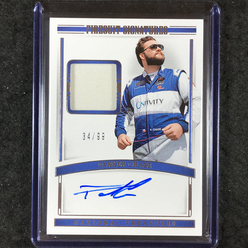 2024 National Treasures Racing PARKER CHASE Firesuit Signatures Relic Auto 34/99