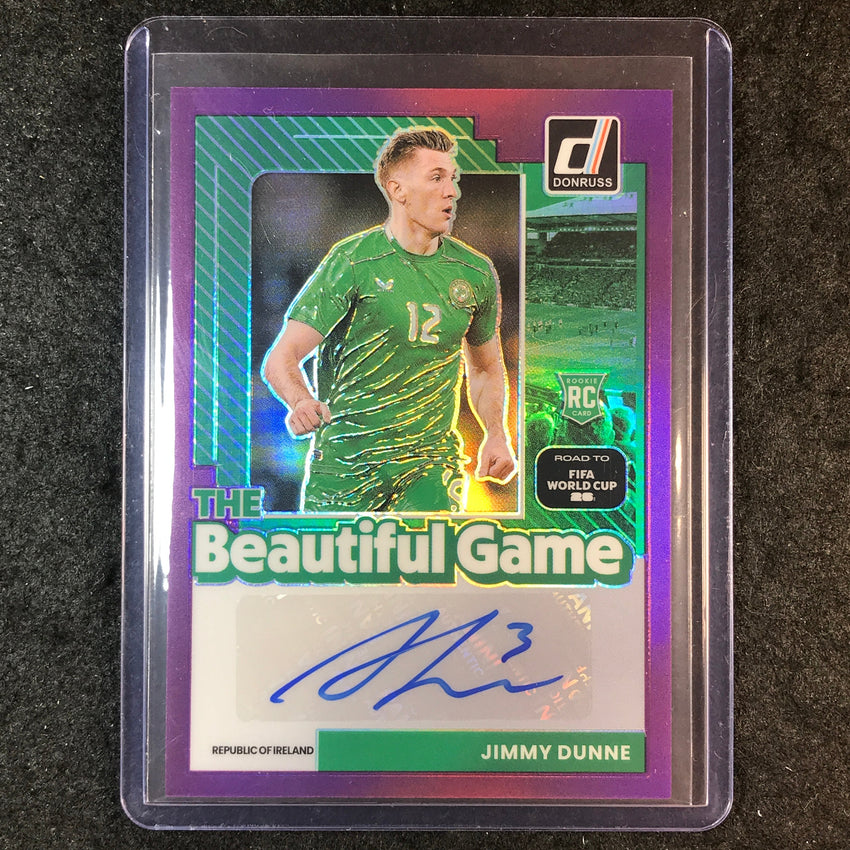 2025-26 Donruss Road to World Cup JIMMY DUNNE Beautiful Game Auto Purple 68/99