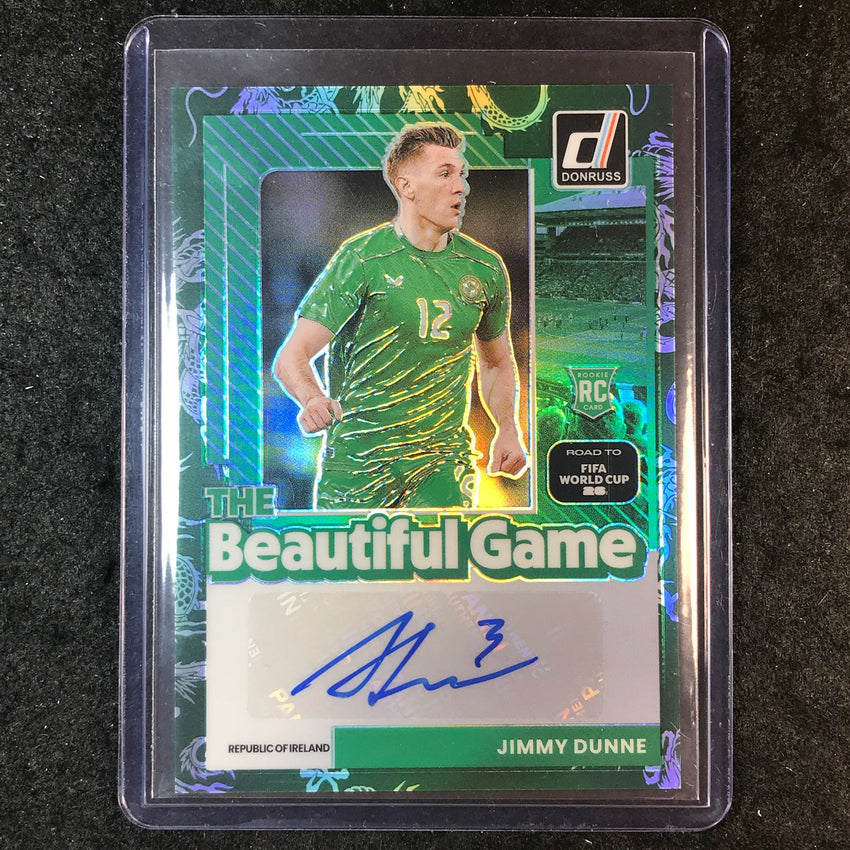 2025-26 Donruss Road to World Cup JIMMY DUNNE Beautiful Game Auto Dragon 16/99