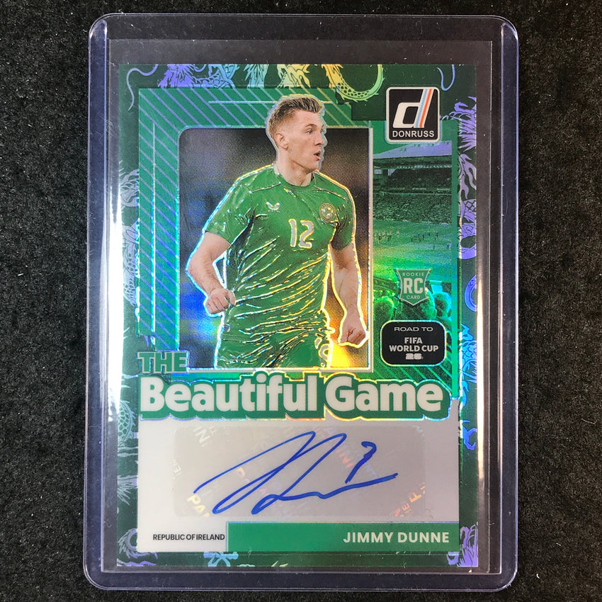 2025-26 Donruss Road to World Cup JIMMY DUNNE Beautiful Game Auto Dragon 48/99