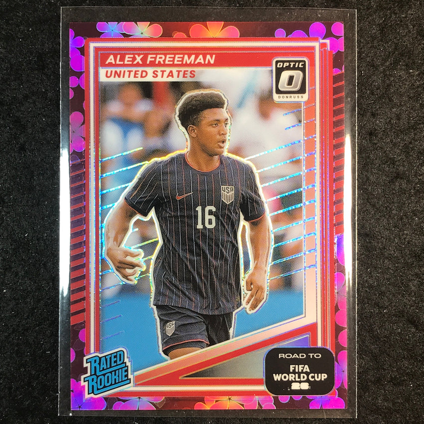 2025-26 Donruss Road to World Cup ALEX FREEMAN Rookie Optic Plum Blossom #202