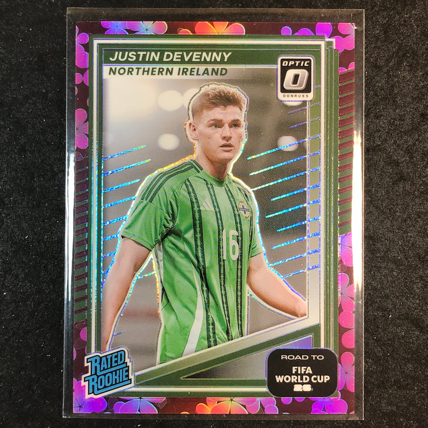 2025-26 Donruss Road to World Cup JUSTIN DEVENNY Rookie Optic Plum Blossom #220