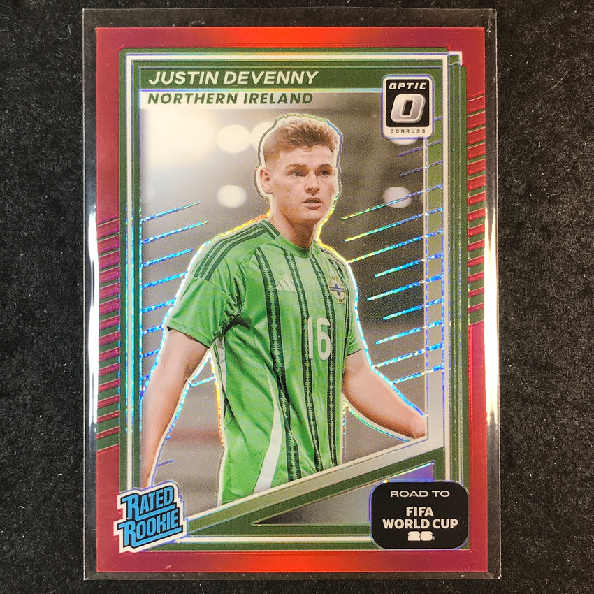 2025-26 Donruss Road to World Cup JUSTIN DEVENNY Rated Rookie Optic Red /199