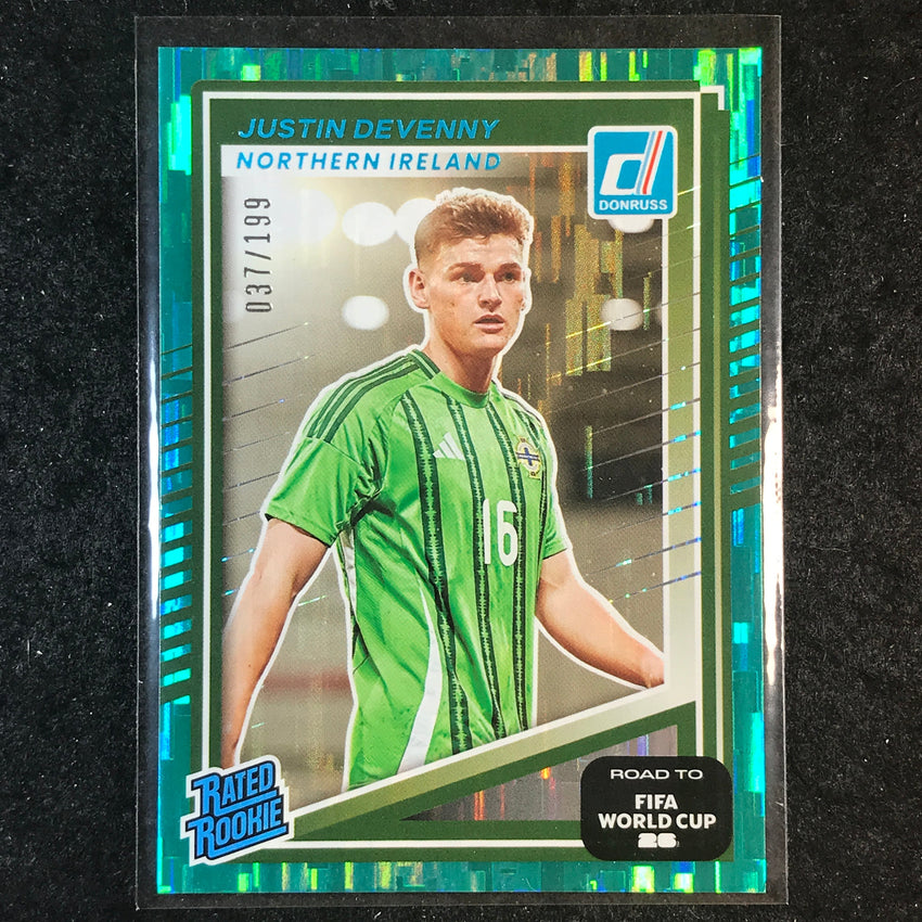 2025-26 Donruss Road to World Cup JUSTIN DEVENNY Rated Rookie Teal /199 #220
