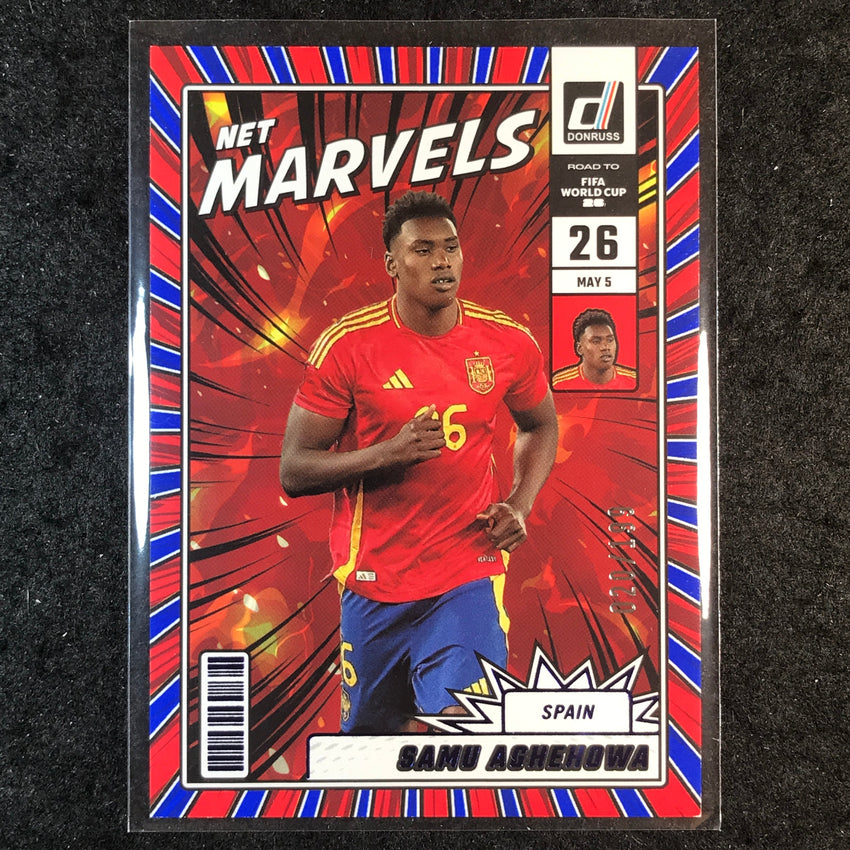 2025-26 Donruss Road to FIFA World Cup SAMU AGHEHOWA Net Marvels Blue 20/199 #9