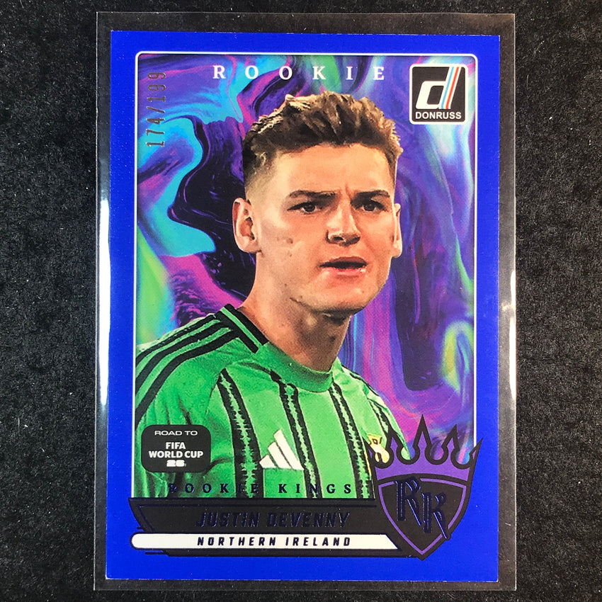 2025-26 Donruss Road to World Cup JUSTIN DEVENNY Rookie Kings Blue 174/199 #13