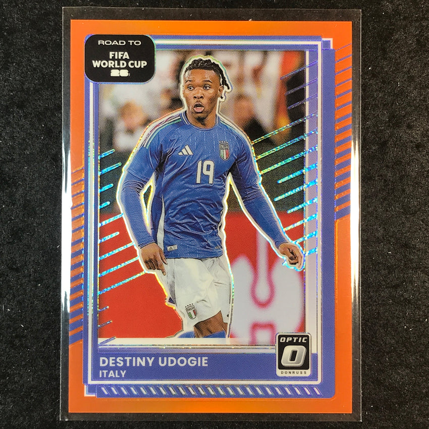 2025-26 Donruss Road to FIFA World Cup DESTINY UDOGIE Optic Orange 88/99 #121
