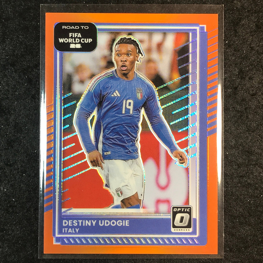 2025-26 Donruss Road to FIFA World Cup DESTINY UDOGIE Optic Orange 14/99 #121